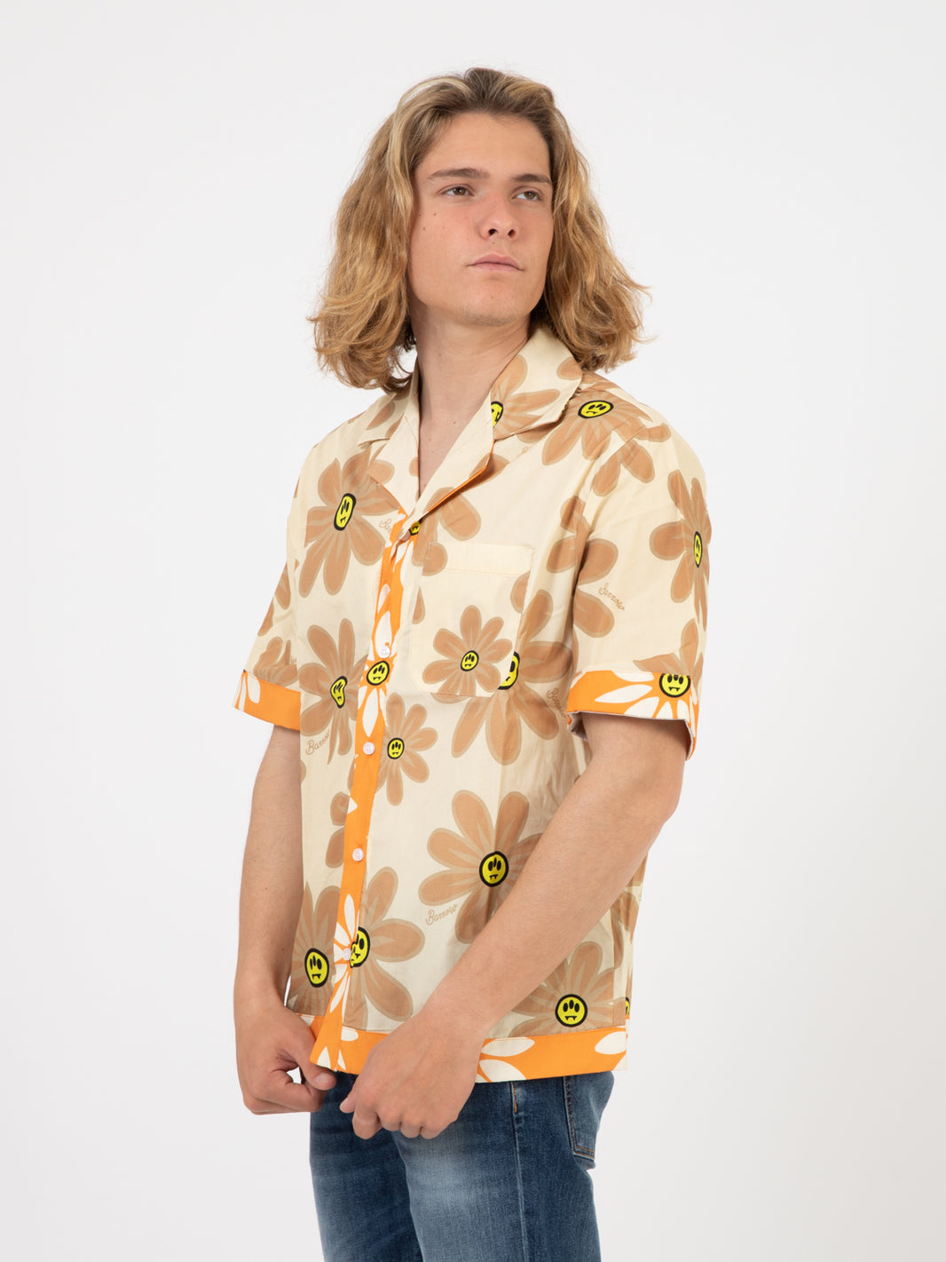 Camicia manica corta popeline fantasia floreale