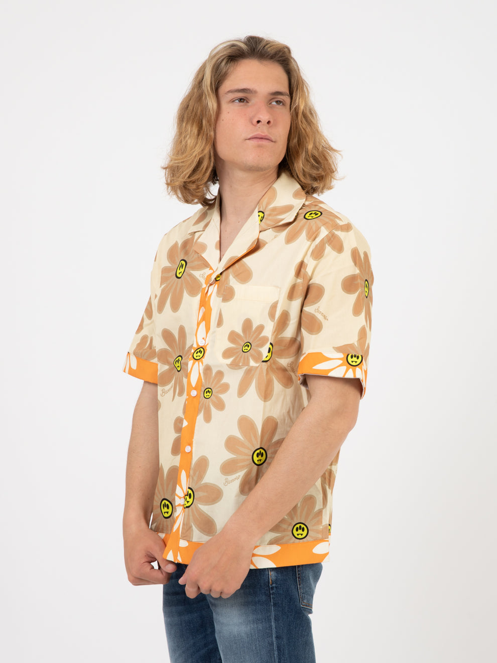 Camicia manica corta popeline fantasia floreale