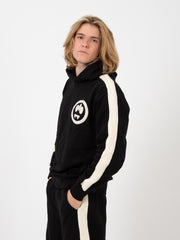 BARROW - Felpa hoodie con bande in maglia nera