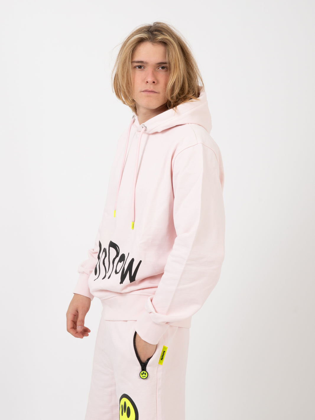 Felpa hoodie con stampa teddy light pink