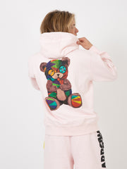 BARROW - Felpa hoodie con stampa teddy light pink