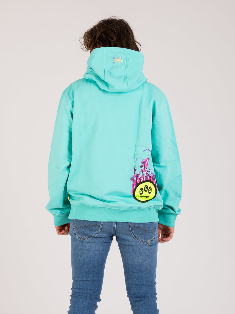 BARROW - Felpa hoodie Glitter tiffany
