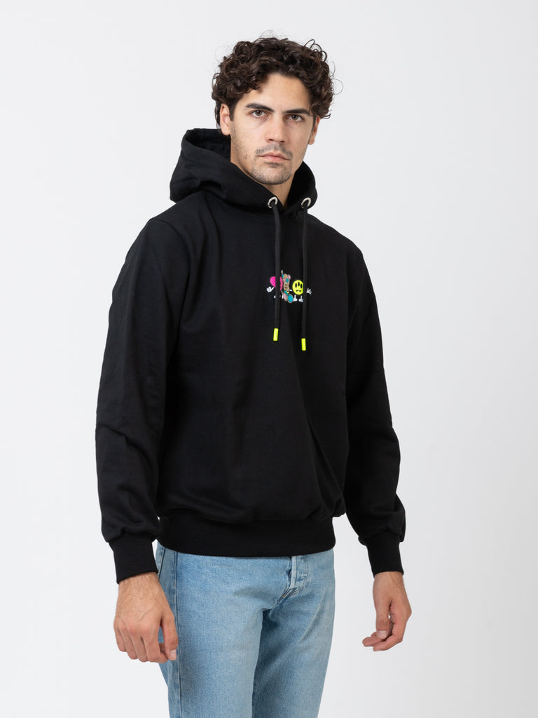 BARROW - Felpa hoodie lettering multiform nera
