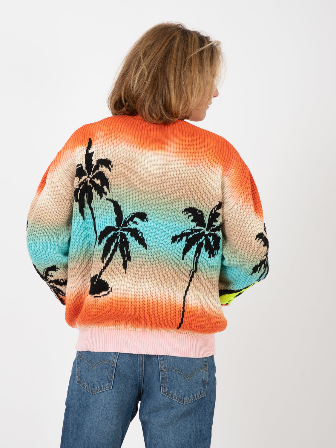Maglione unisex fantasia palme arancione