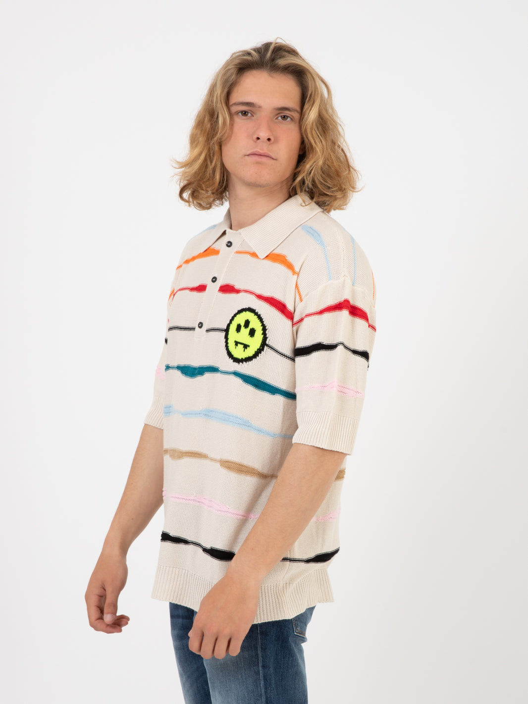 Polo shirt righe colorate beige