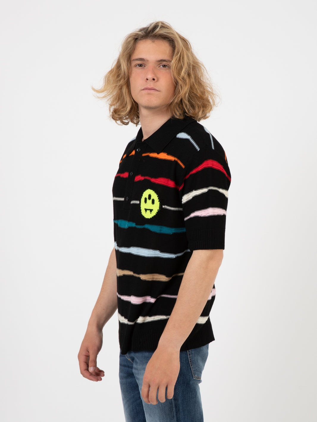 Polo shirt righe colorate nero