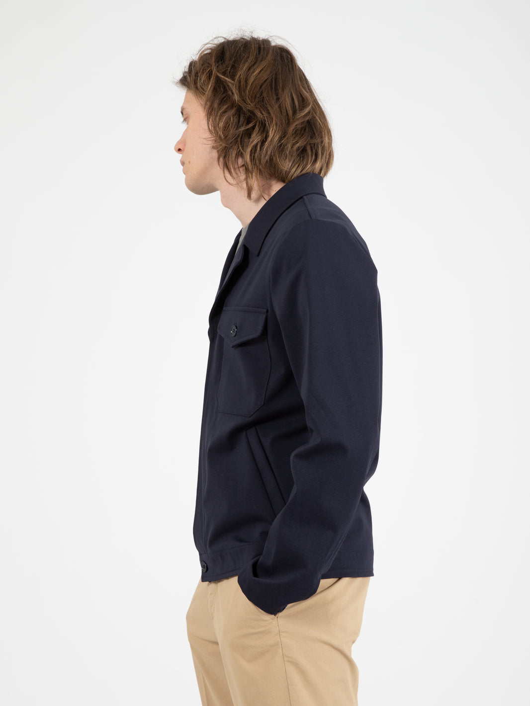 Giacca camicia cotone e nylon navy