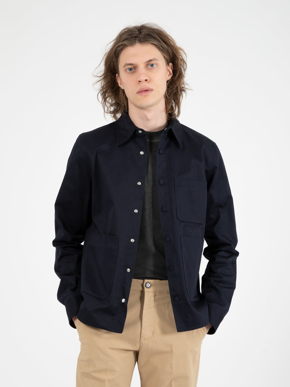 Blue cotton shirt jacket