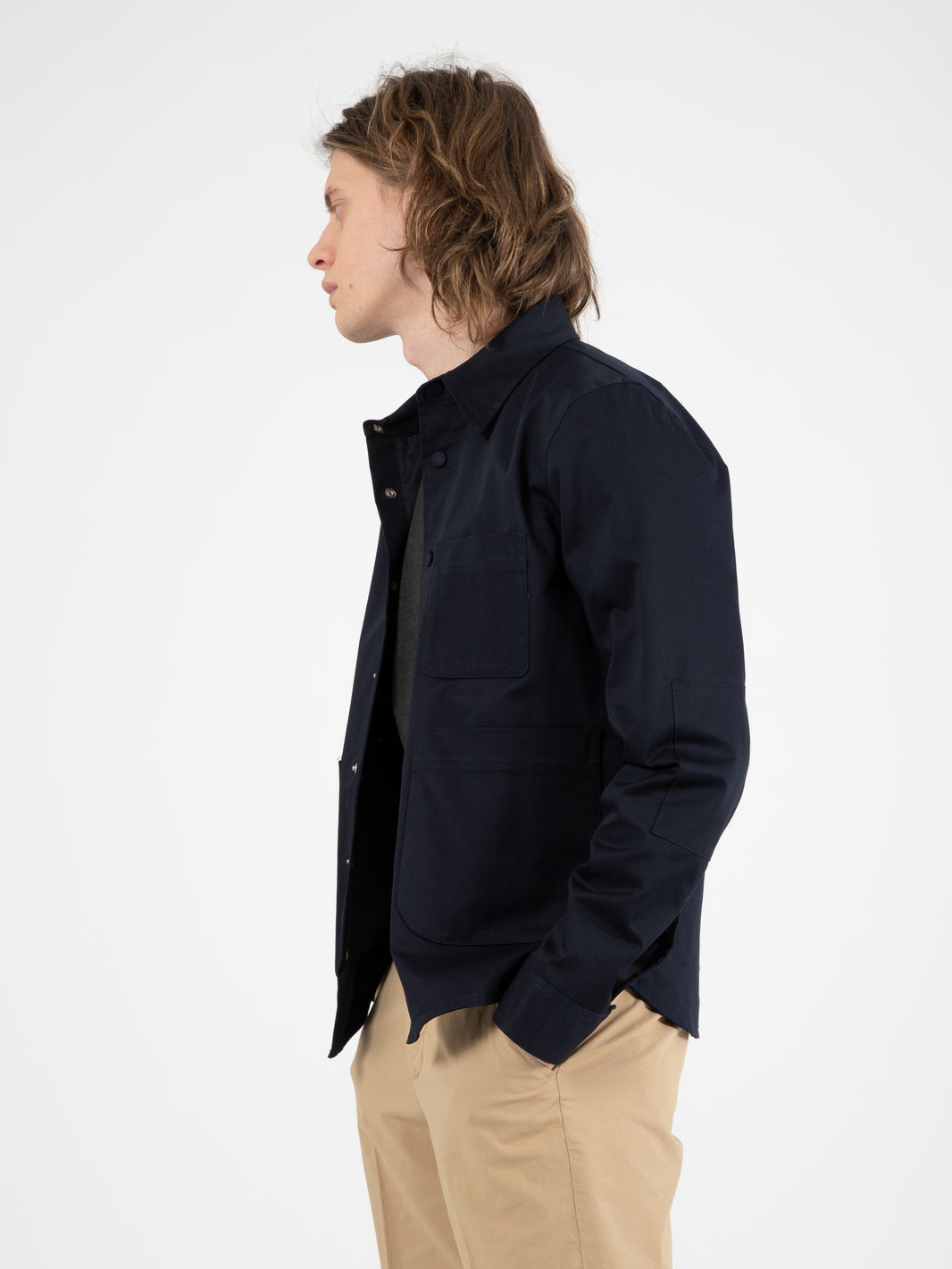 Giacca camicia in cotone blu