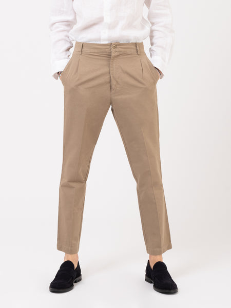 Pantaloni in cotone e lino sahara