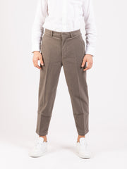 BEAUCOUP - Pantaloni in velluto di cotone mastice