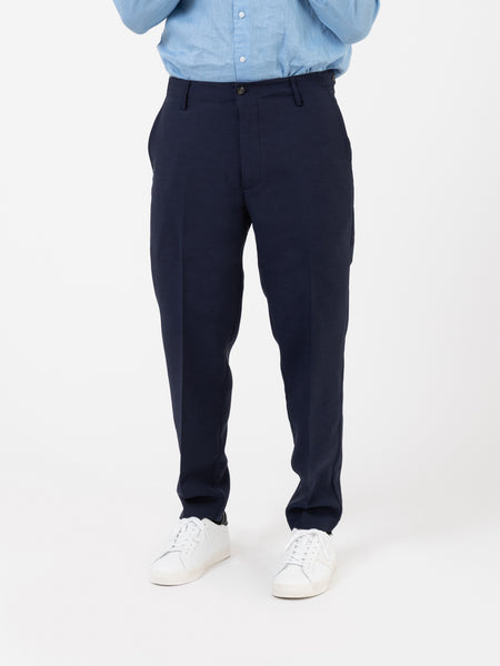 Pantaloni in viscosa e lino blu