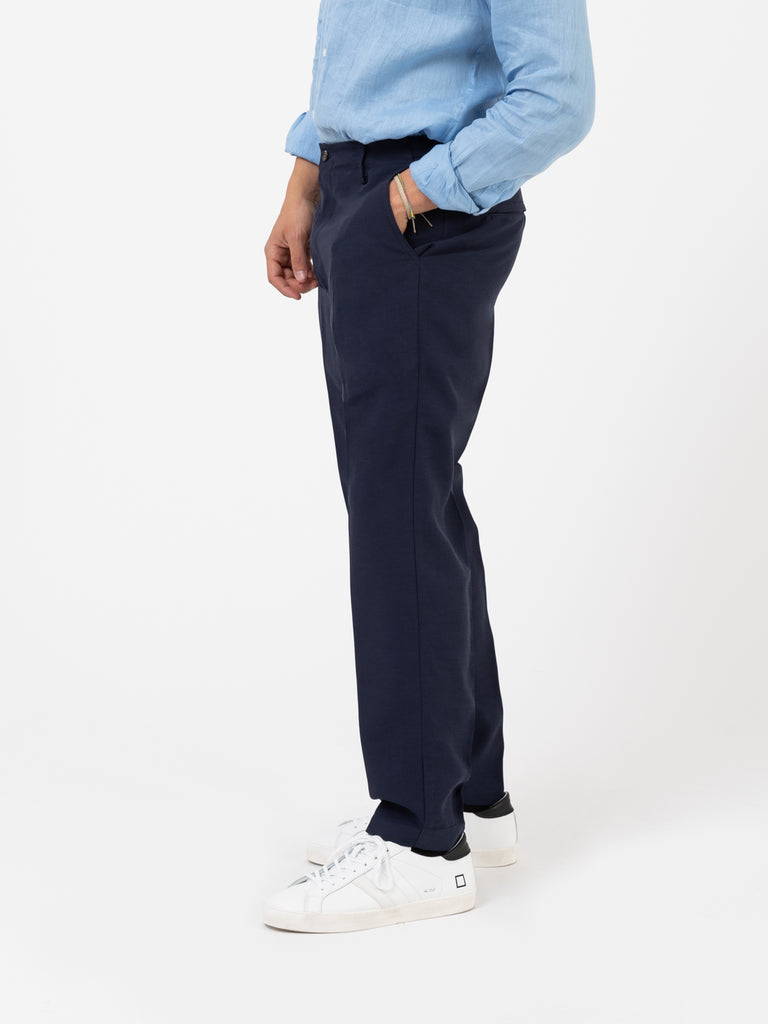 BEAUCOUP - Pantaloni in viscosa e lino blu