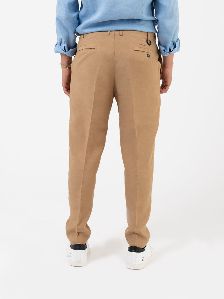 BEAUCOUP - Pantaloni in viscosa e lino kaki
