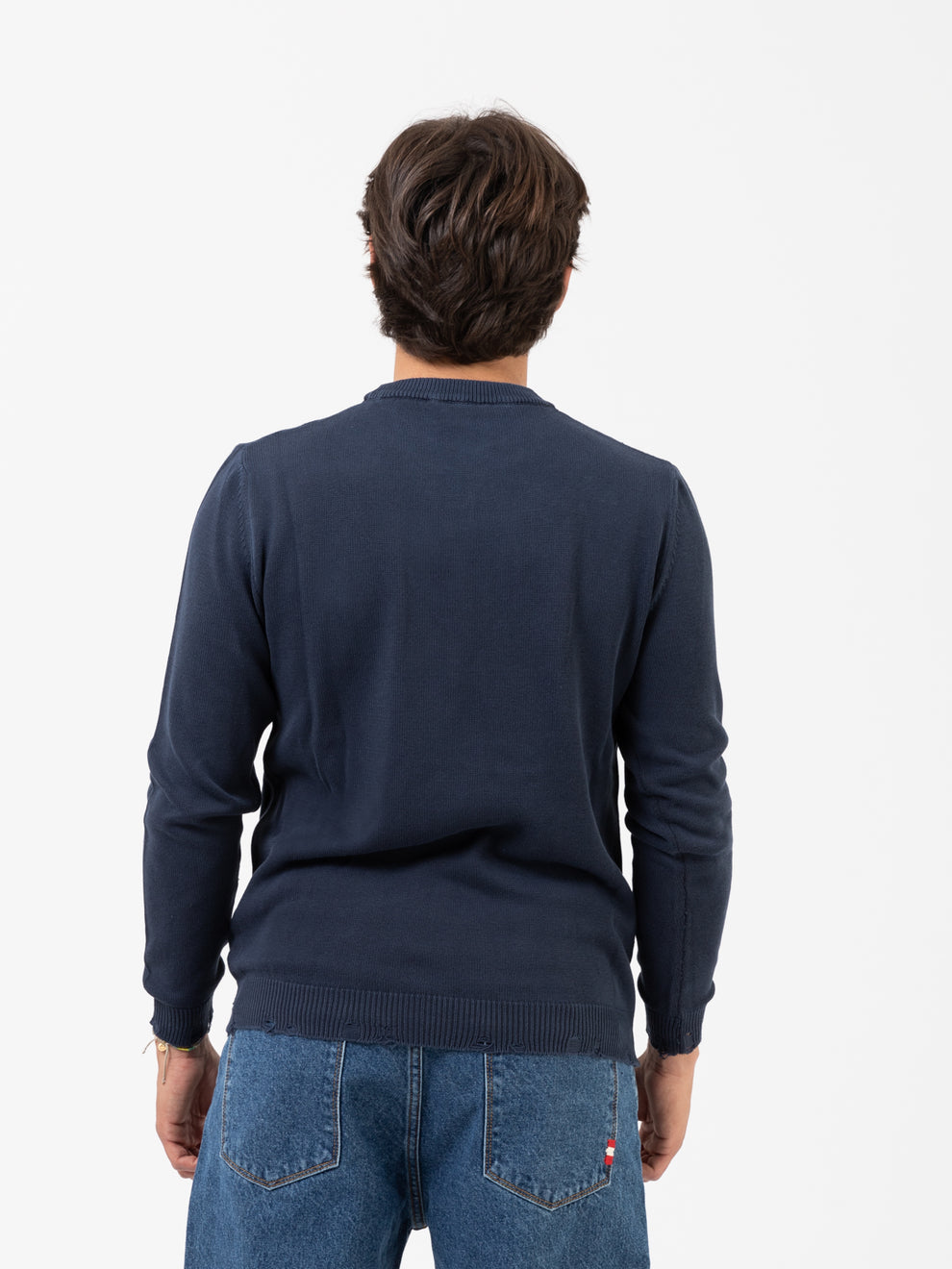 Maglia blu scuro con rotture soft old