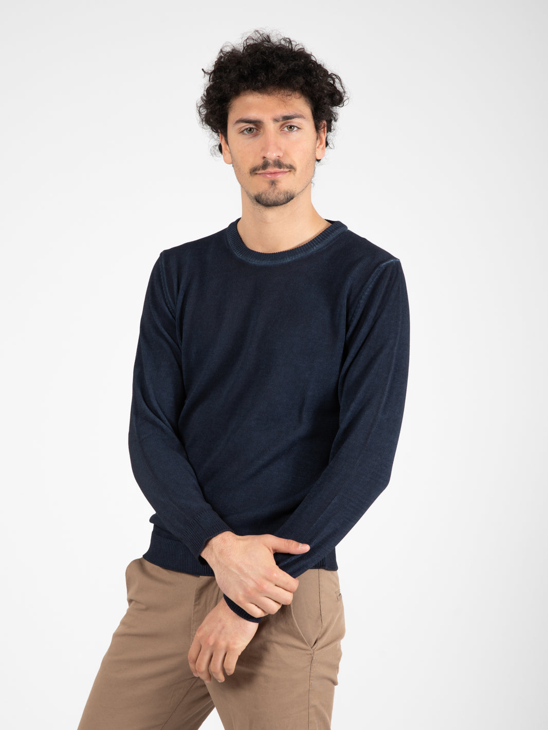 Maglia girocollo old 7 fili blu scuro