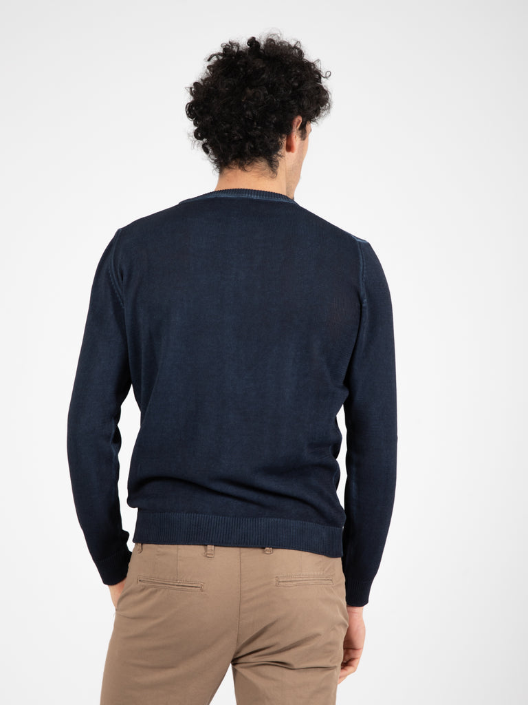 BELLWOOD - Maglia girocollo old 7 fili blu scuro