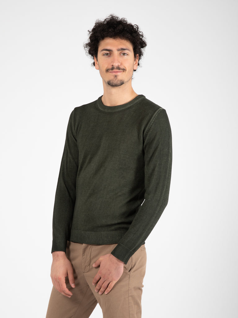 BELLWOOD - Maglia girocollo old 7 fili verde militare