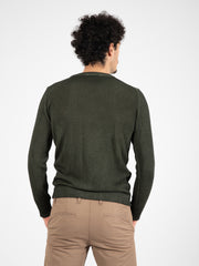 BELLWOOD - Maglia girocollo old 7 fili verde militare