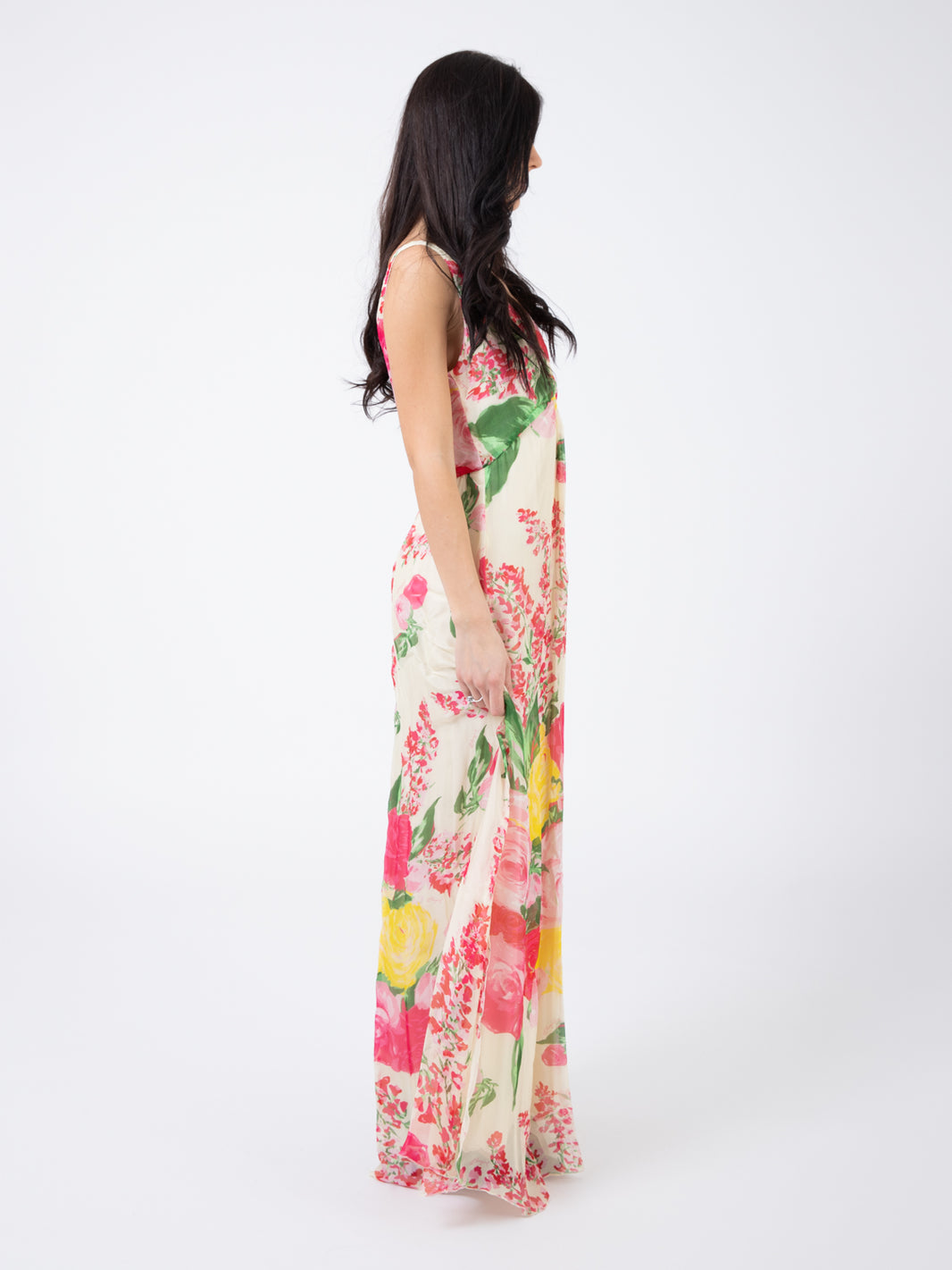 Painted flowers long dress