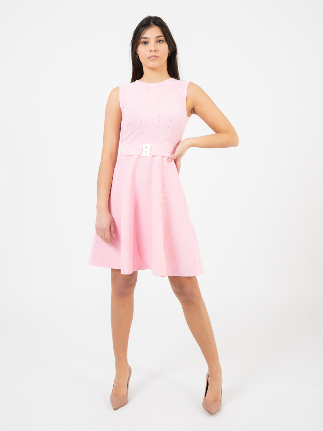 Orchid Pink Logo Buckle Knit Dress