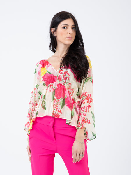 Blusa stampa Painted Flowers