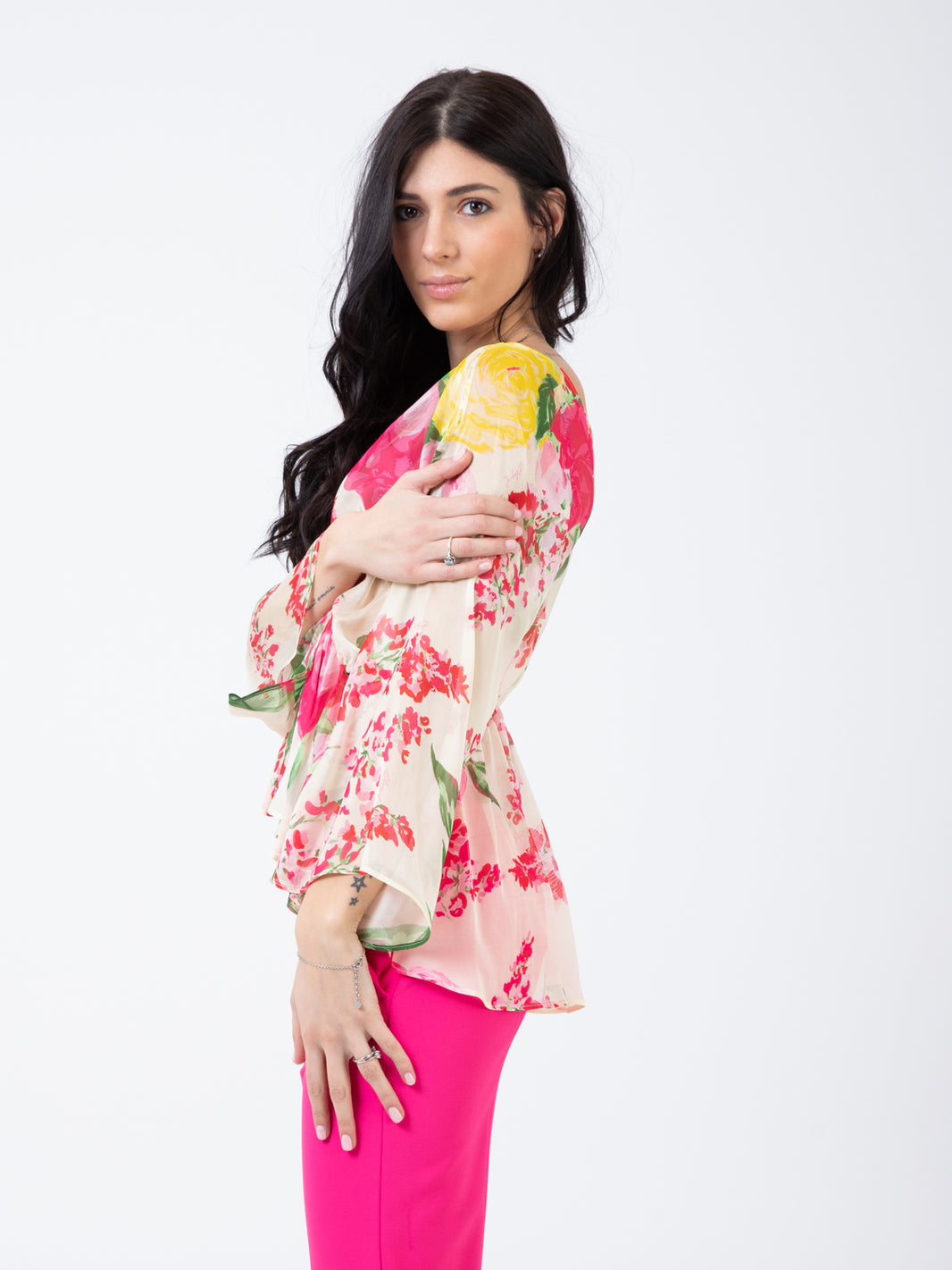 Blusa stampa Painted Flowers