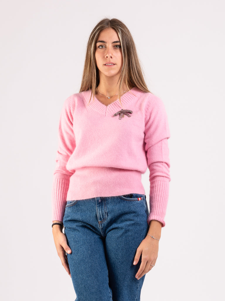 BLUGIRL - Maglia dragee a V con spilla