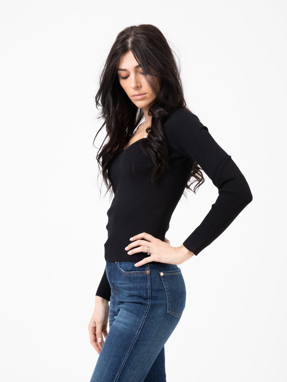 Black long sleeve top