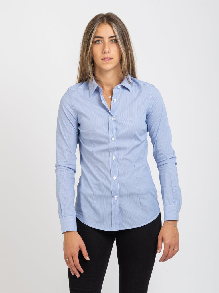 BORSA - Camicia a microrighe azzurro / bianco