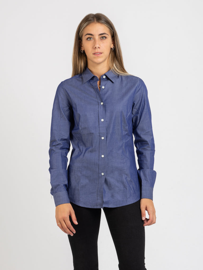 BORSA - Camicia effetto denim blu