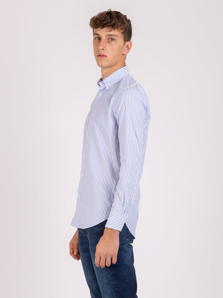 BORSA - Camicia oxford righe azzurro / bianco