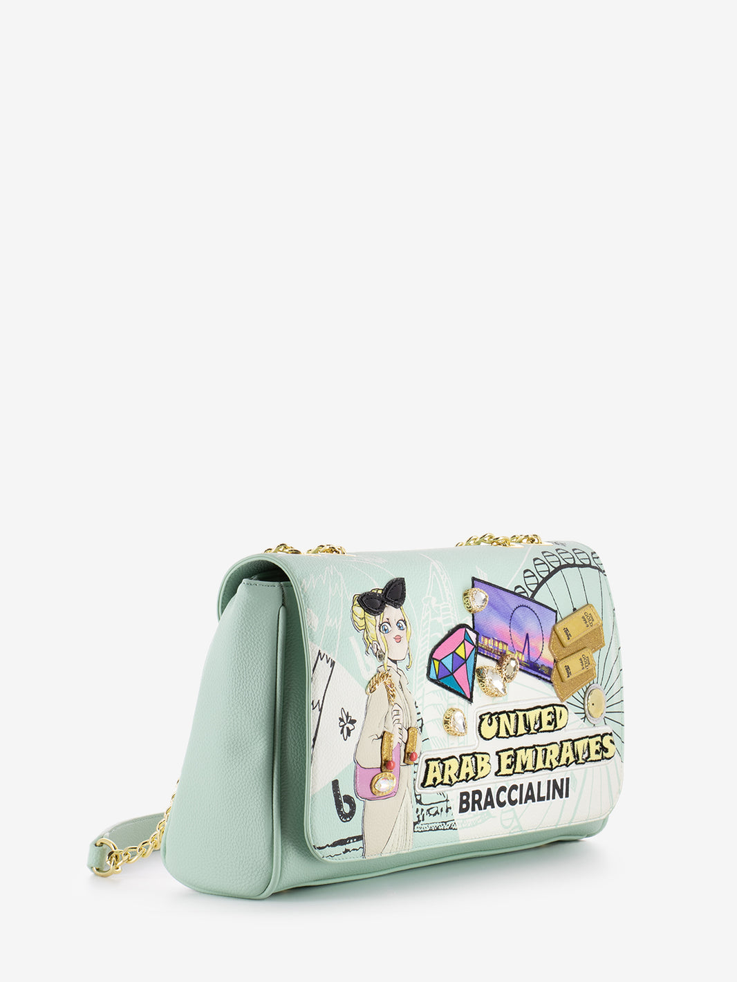 Borsa a spalla Cartoline verde