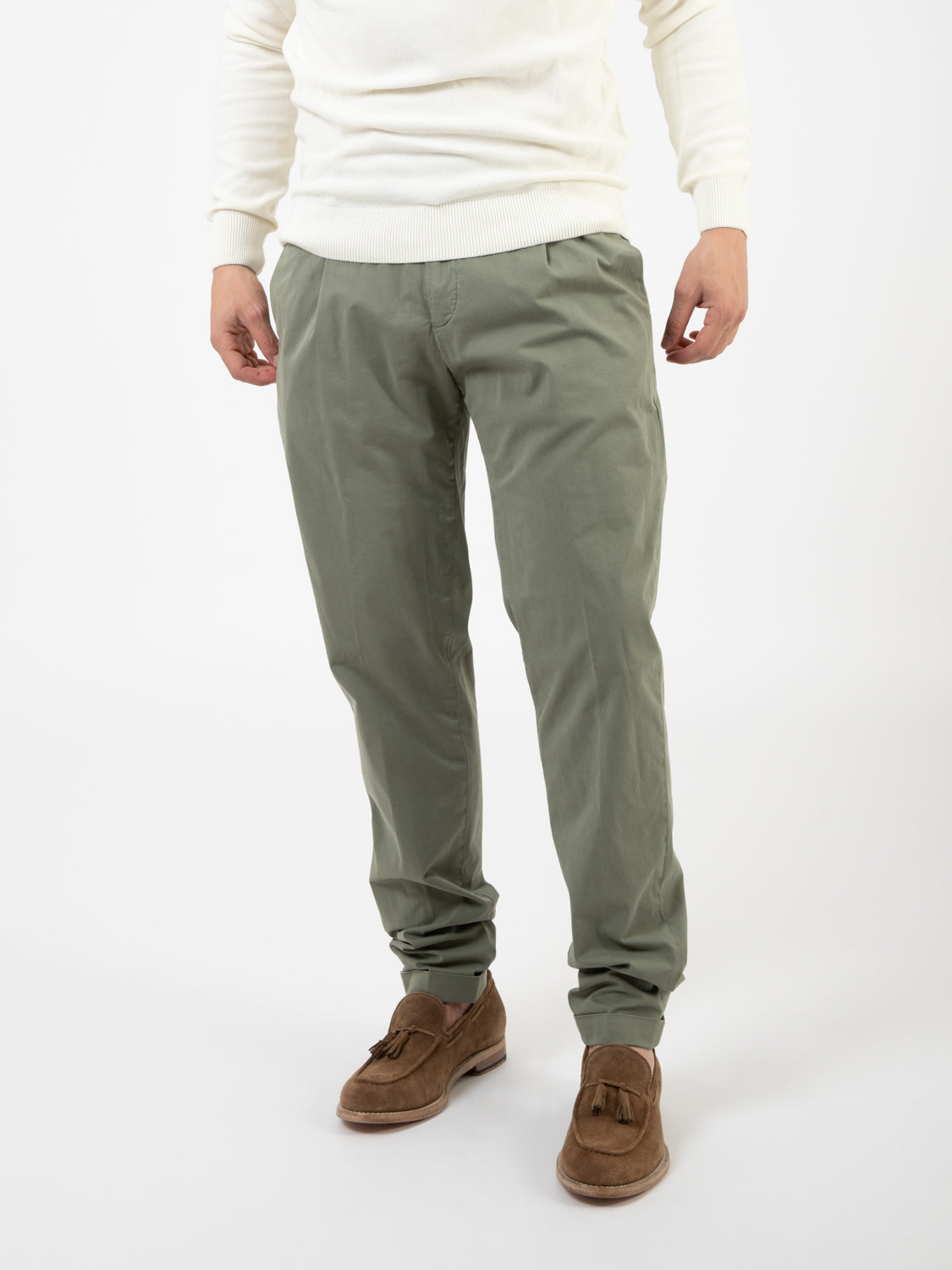 BG07 green gabardine trousers