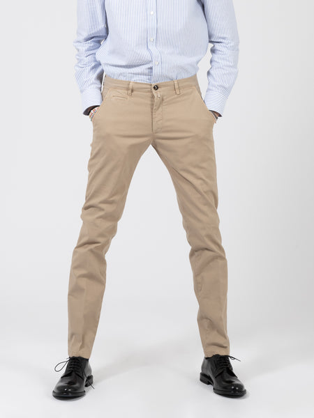 Pantaloni cotone oxford beige