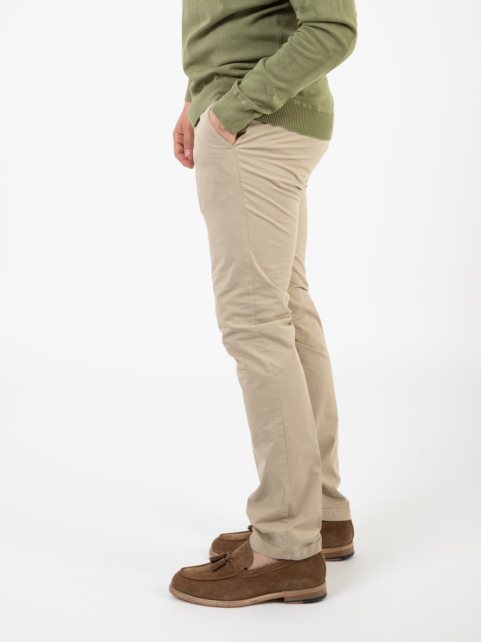 Pantaloni in cotone stretch beige