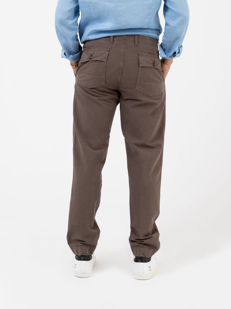 BRIGLIA 1949 - Pantaloni micro-spinati marroni con tasche toppa