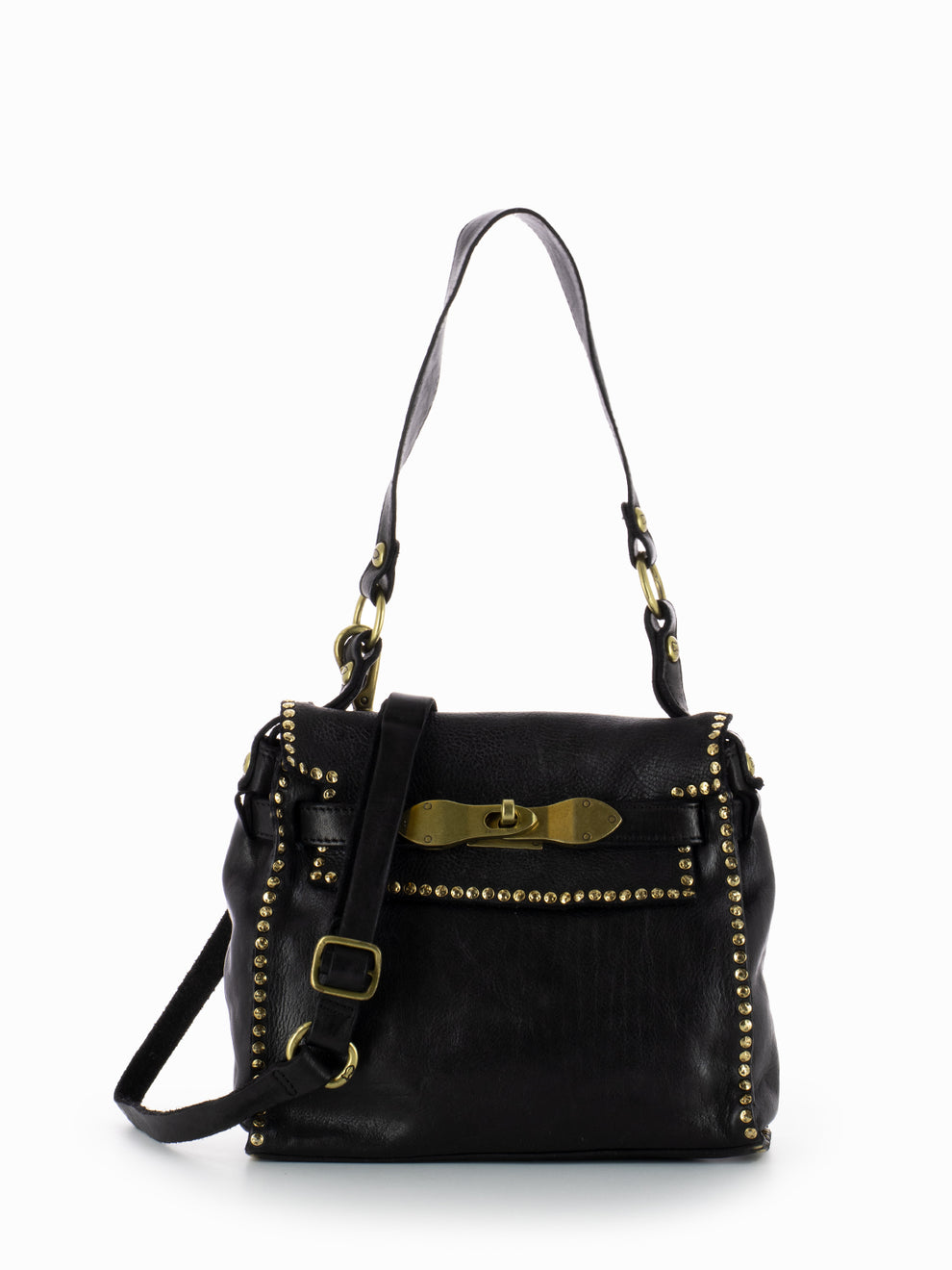 Small one shoulder bag in black leather
