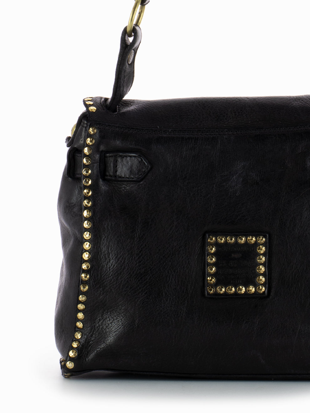 Small one shoulder bag in black leather
