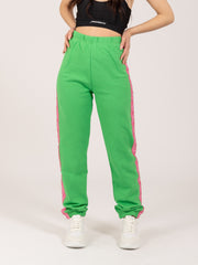 CHIARA FERRAGNI - Joggers Logo Tone Down diagonal fleece vibrant green