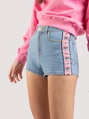 CHIARA FERRAGNI - Shorts denim Pink Logomania
