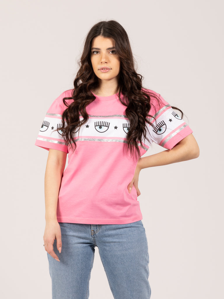 CHIARA FERRAGNI - T-shirt Maxilogomania sachet pink