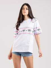 CHIARA FERRAGNI - T-shirt over Maxi Logomania bianca