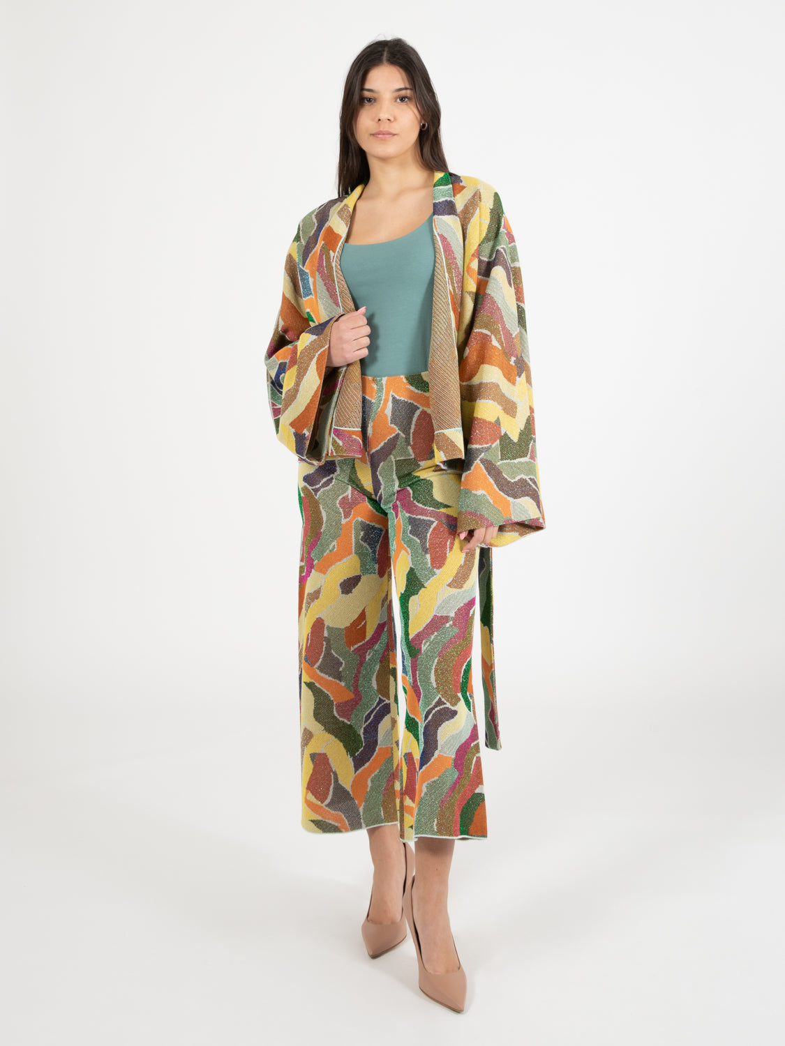 Kimono corto lurex acido
