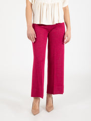 CIRCUS HOTEL - Pantaloni crop lurex peonia