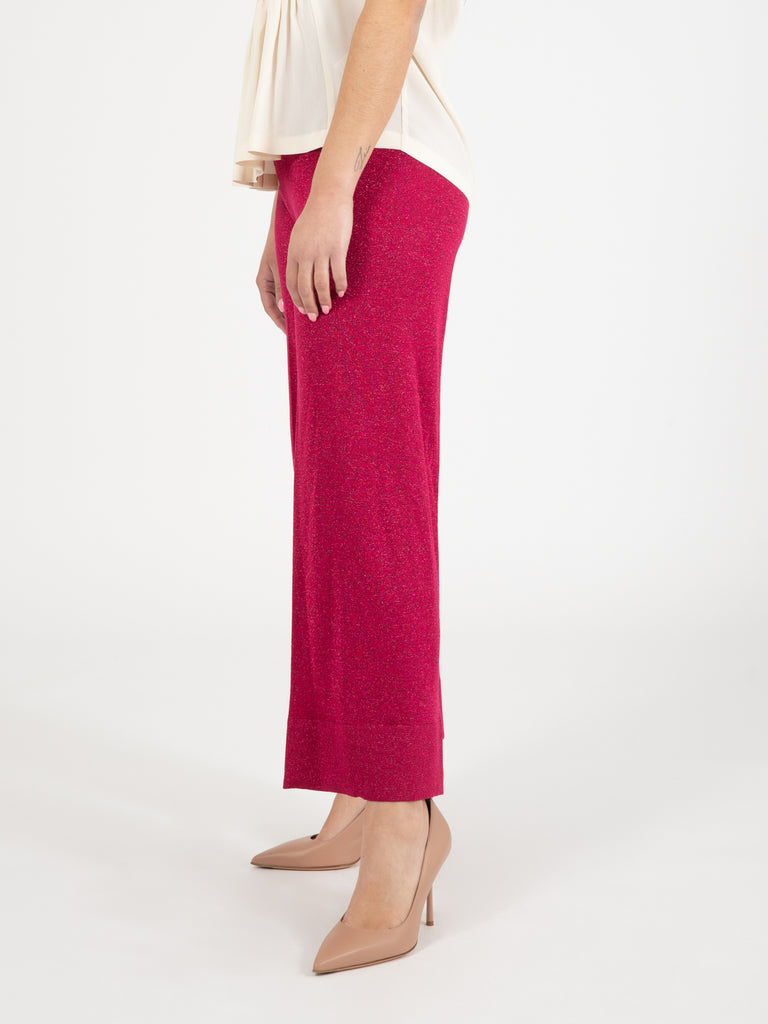 CIRCUS HOTEL - Pantaloni crop lurex peonia