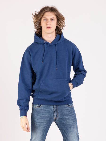 Felpa hoodie basica royal blue