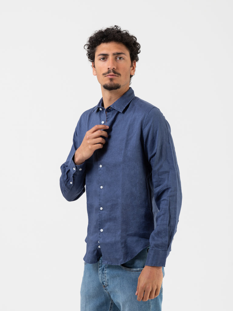 CONSENSO - Camicia in lino ultramarine