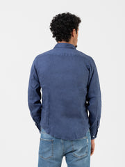 CONSENSO - Camicia in lino ultramarine