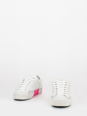 CRIME - Low Top Distressed bianco / fuxia fluo
